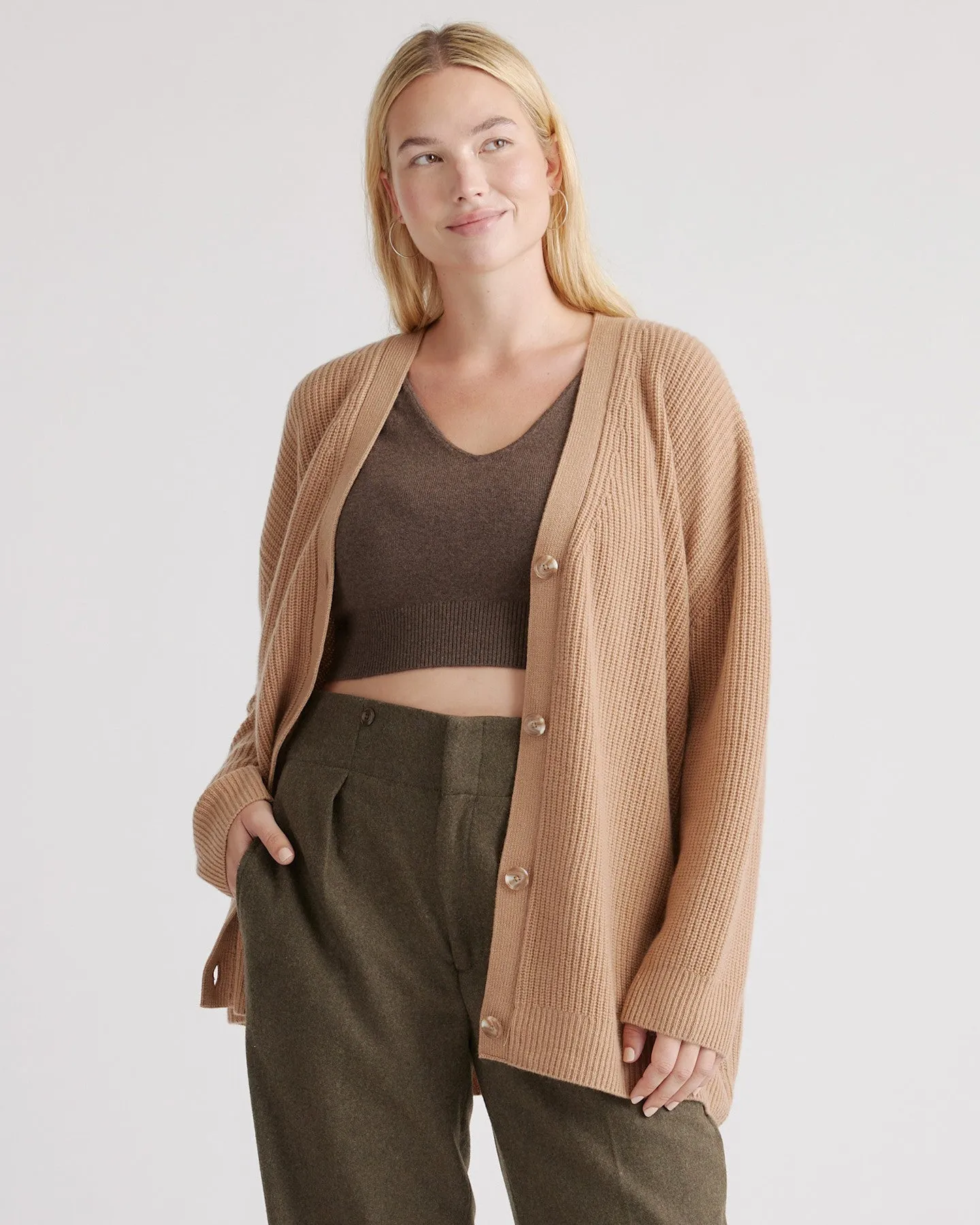 Lightweight Mongolian Cashmere Oversized Boyfriend Cardigan Sweater