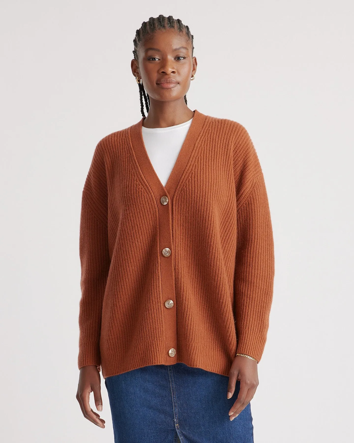 Lightweight Mongolian Cashmere Oversized Boyfriend Cardigan Sweater