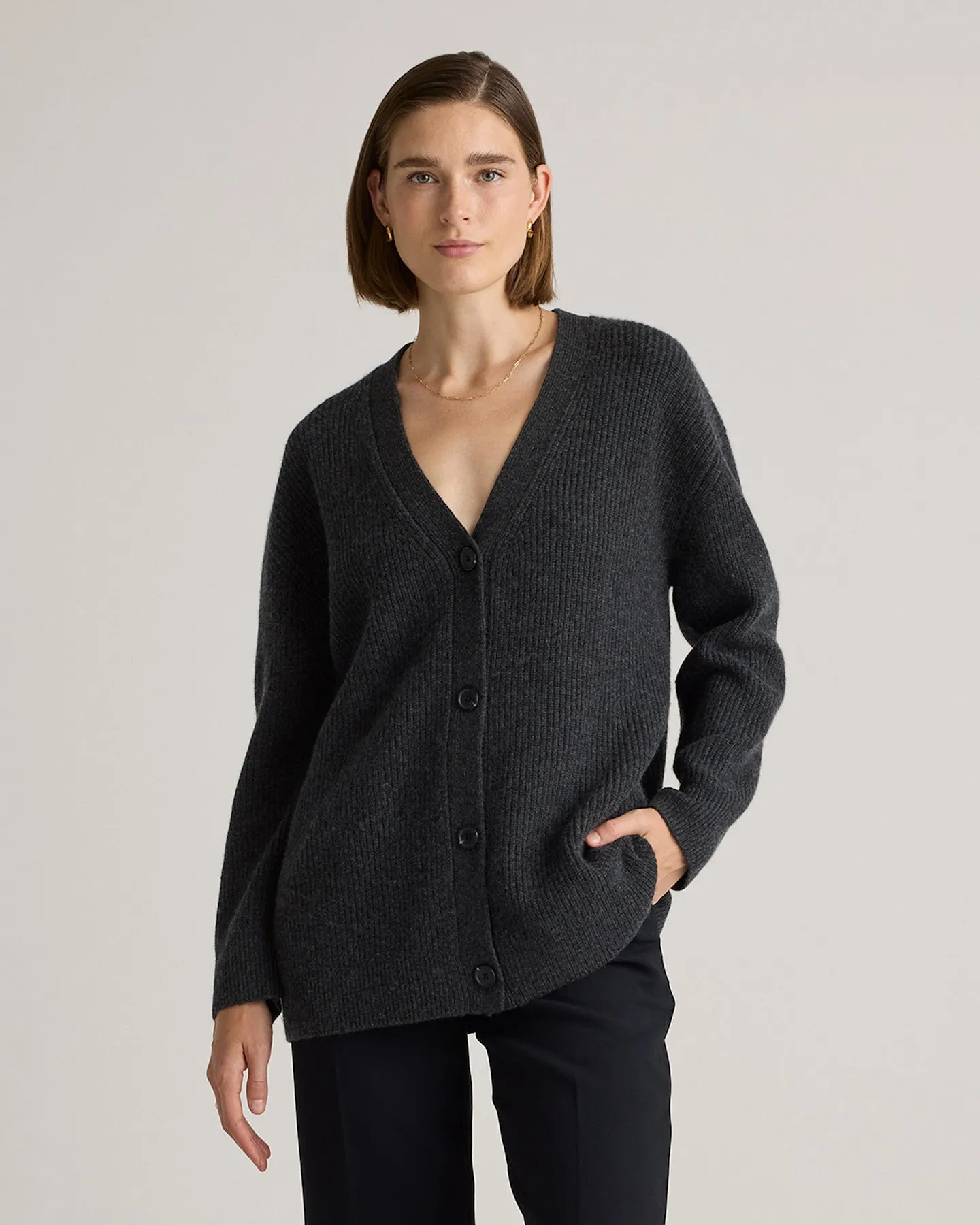 Lightweight Mongolian Cashmere Oversized Boyfriend Cardigan Sweater