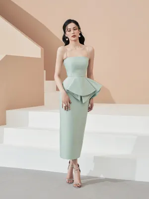 LUXURY ELEGANT FRONT-DRAPED MIDI COCKTAIL DRESS - JOLIE