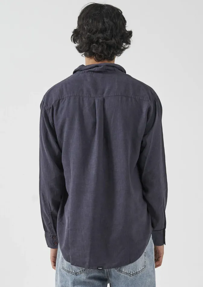 Minimal Thrills Oversize Long Sleeve Shirt - Marine Blue