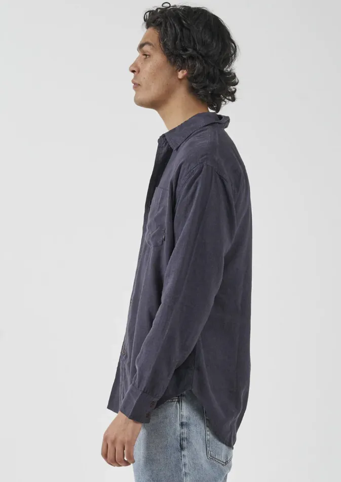 Minimal Thrills Oversize Long Sleeve Shirt - Marine Blue