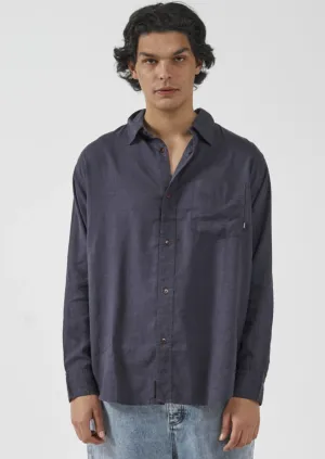 Minimal Thrills Oversize Long Sleeve Shirt - Marine Blue