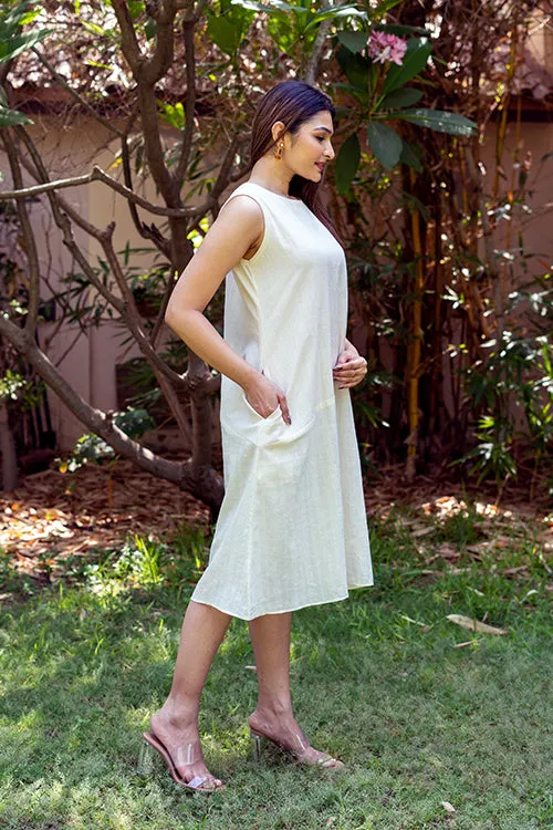 Moralfibre Kora Sleeveless Dress With Diagonal Muslin Design