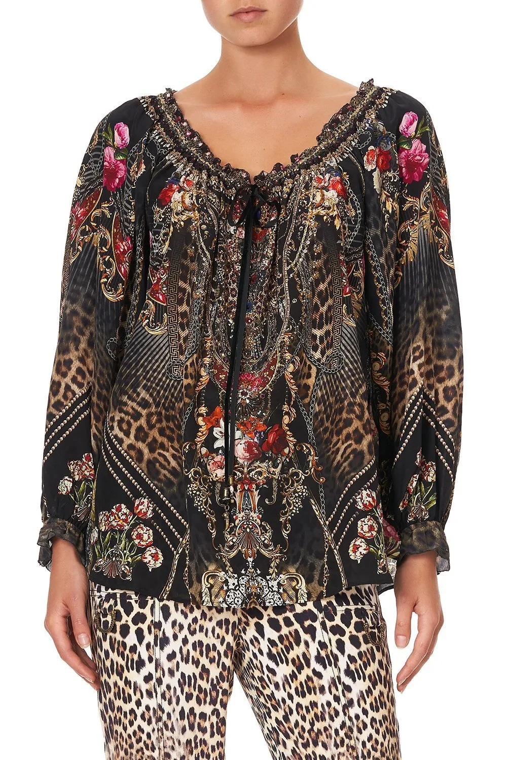 NECK TIE GATHERED BLOUSE GOTHIC GODDESS