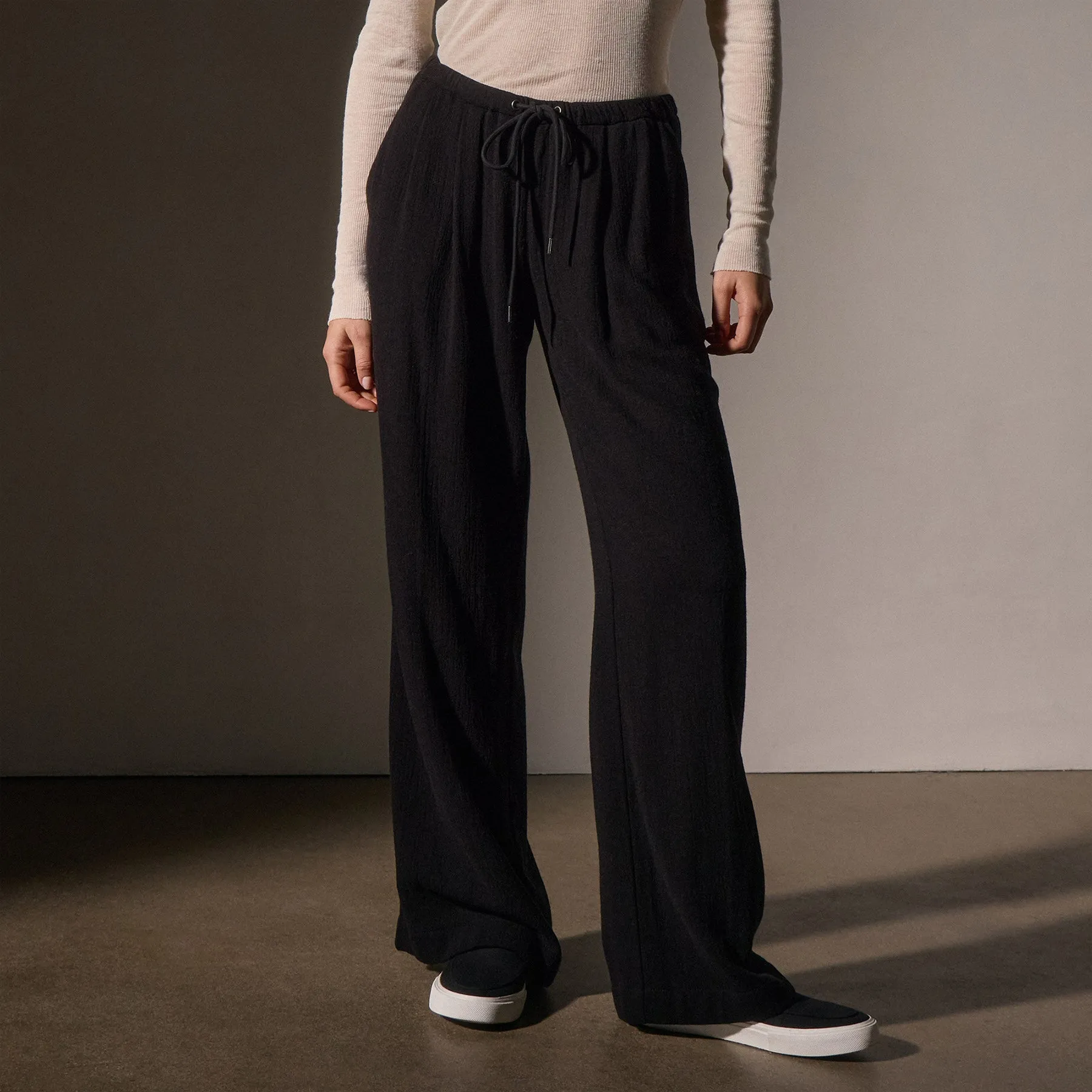 Pleated Wool Blend Pant - Black