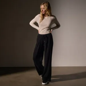Pleated Wool Blend Pant - Black
