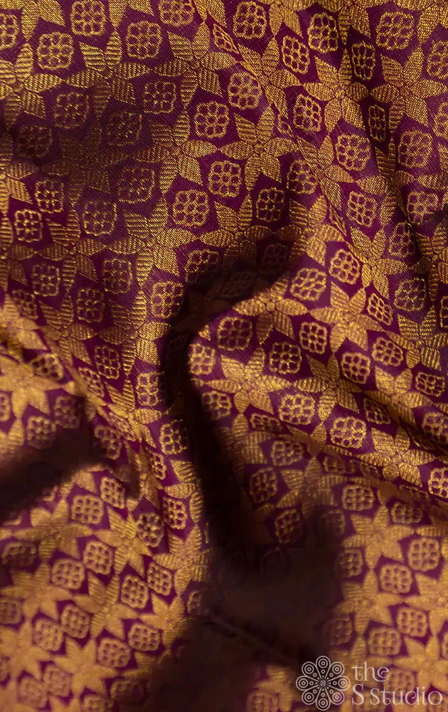 Purple kanchi silk brocade blouse material