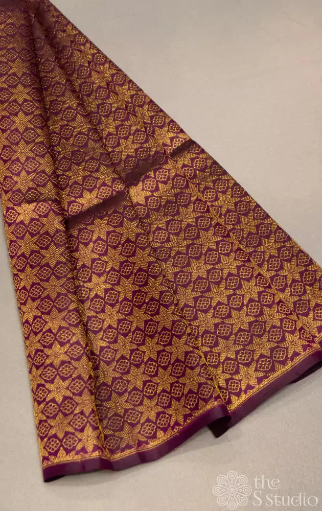 Purple kanchi silk brocade blouse material
