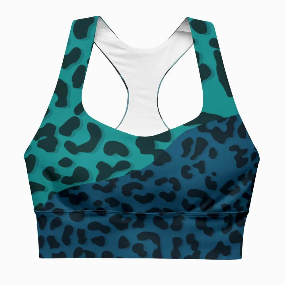 Recycled High Impact Bra "FrankenCheetah" Blue/Teal