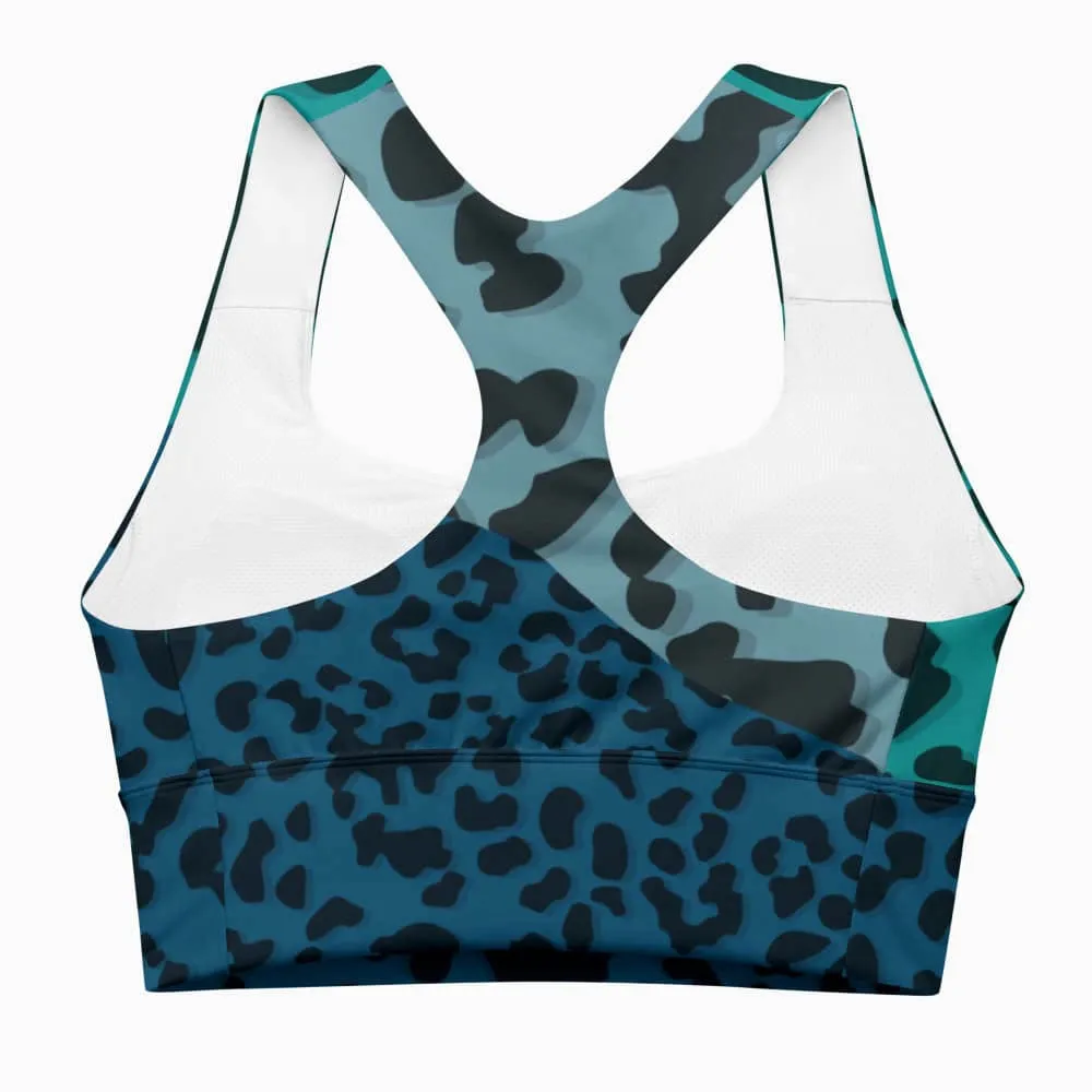 Recycled High Impact Bra "FrankenCheetah" Blue/Teal