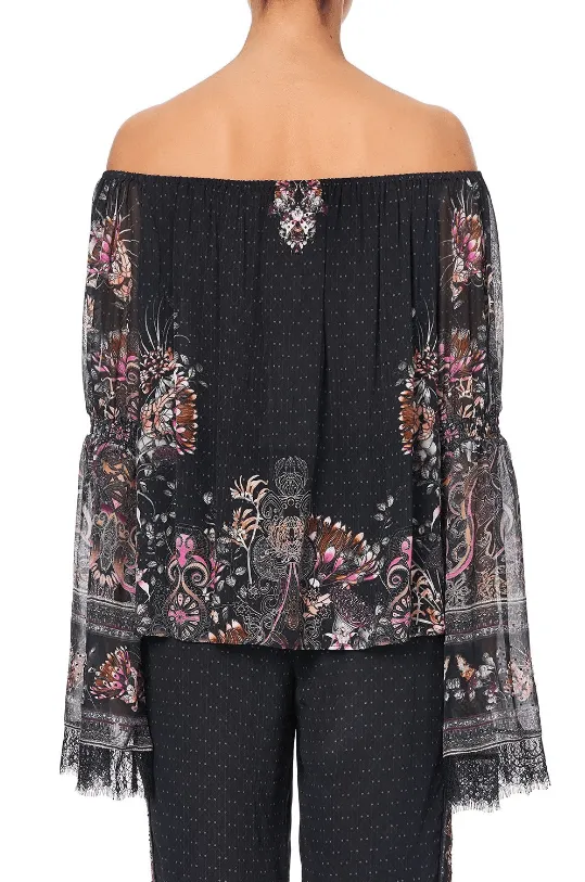 Restless Nights Drop Shoulder Bell Sleeve Top