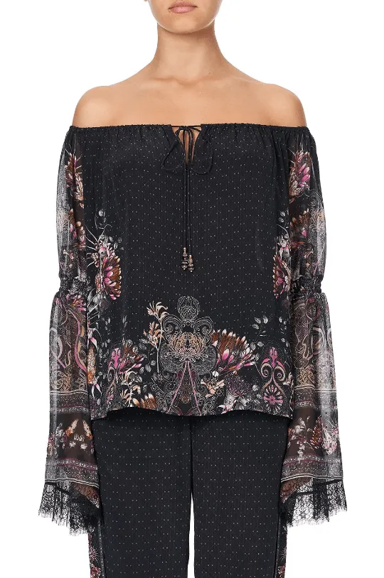 Restless Nights Drop Shoulder Bell Sleeve Top