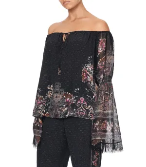 Restless Nights Drop Shoulder Bell Sleeve Top