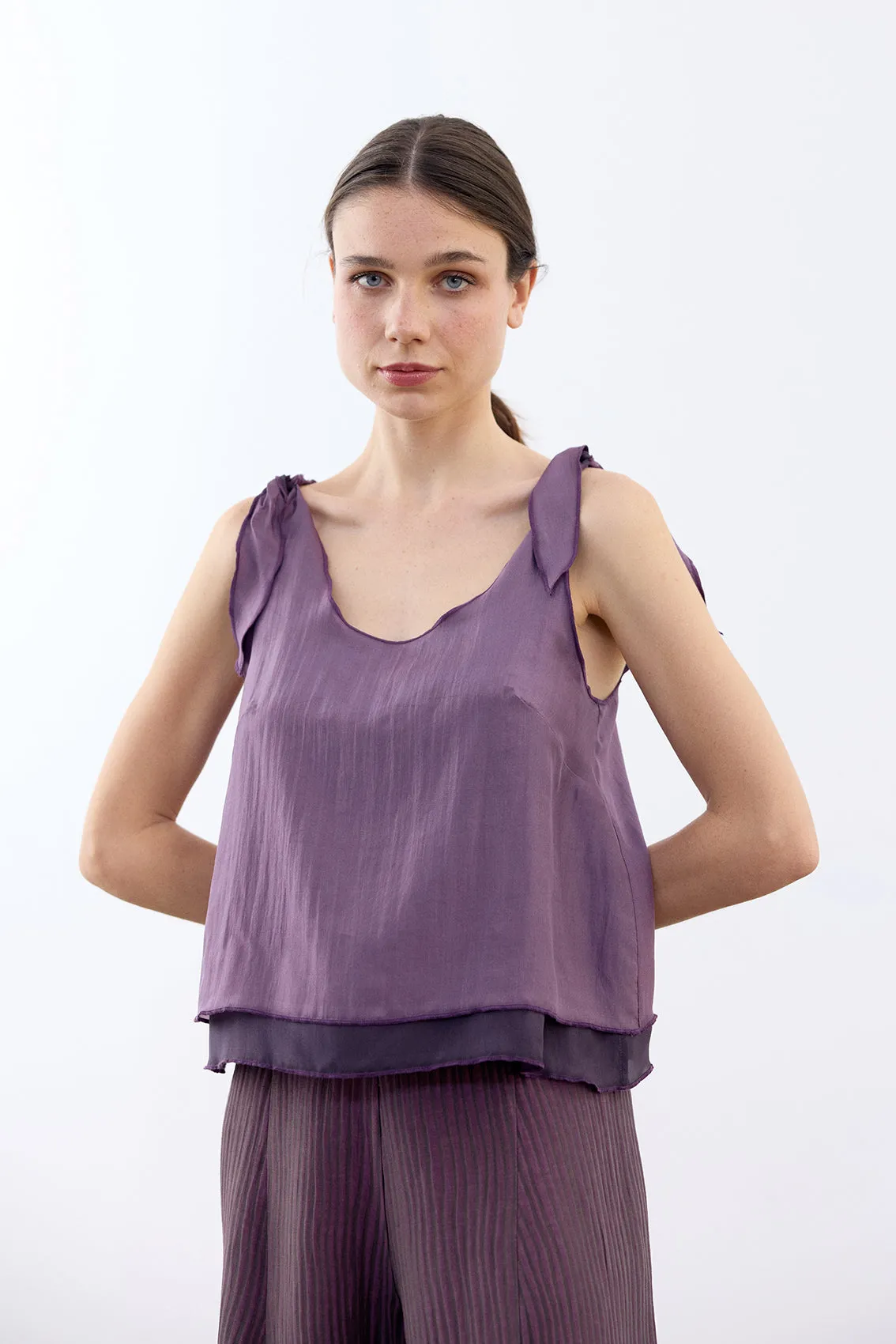 Reversible Silk Top - Berenjena/Lavanda