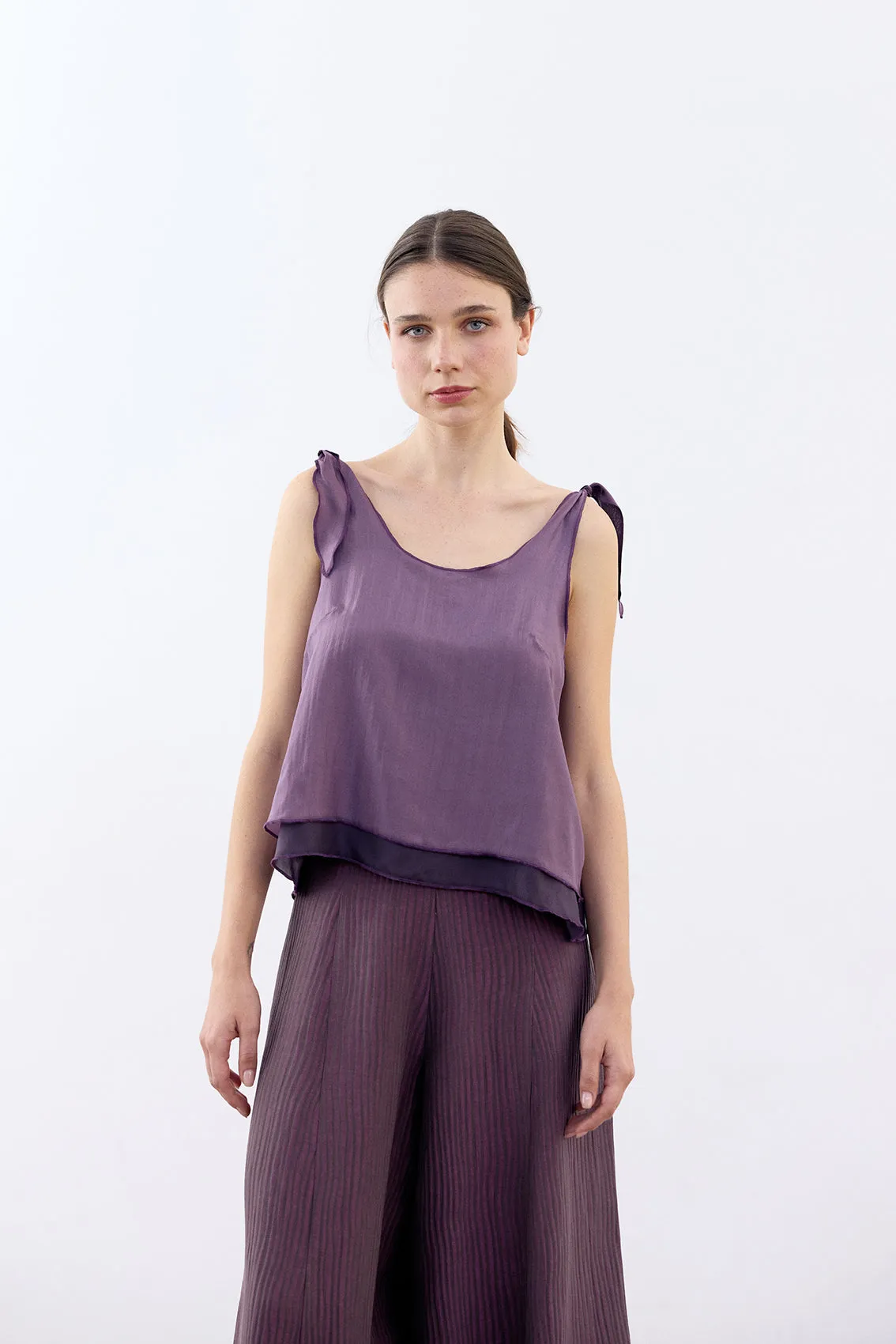Reversible Silk Top - Berenjena/Lavanda