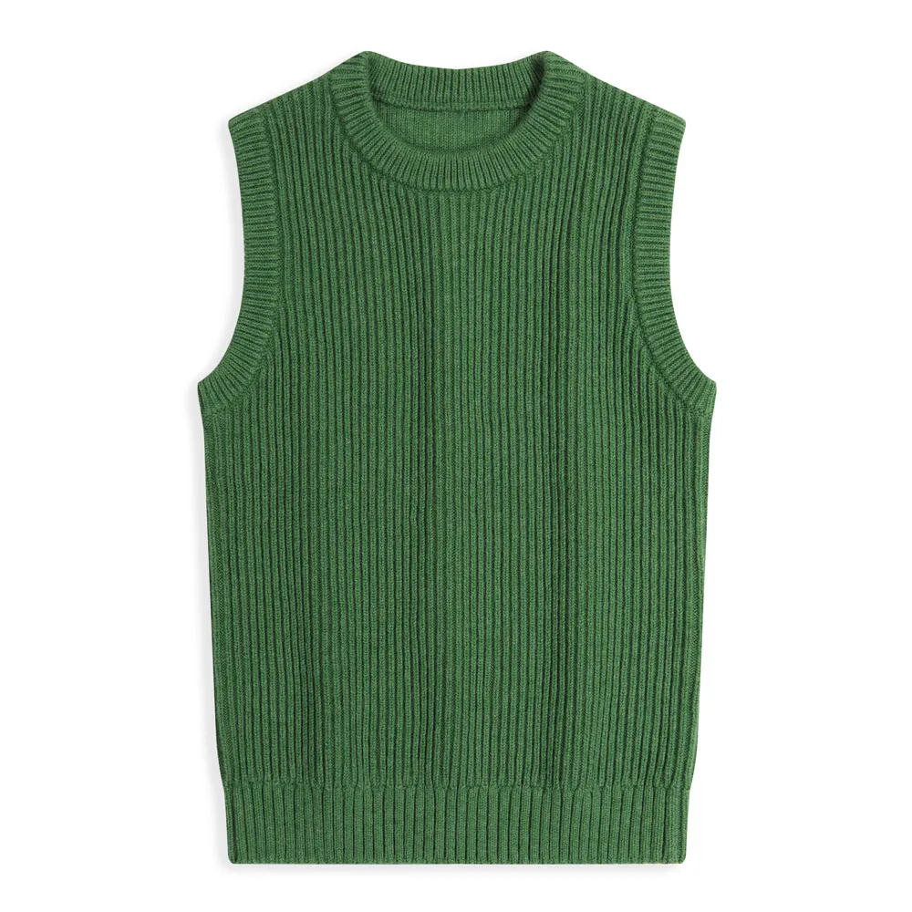 Ribbed Cashmere Blend Vest -- Woodland