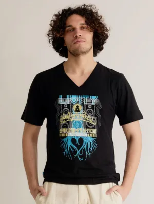 Roots Rockers by Livity Men's Hemp V-Neck T-Shirt | Black