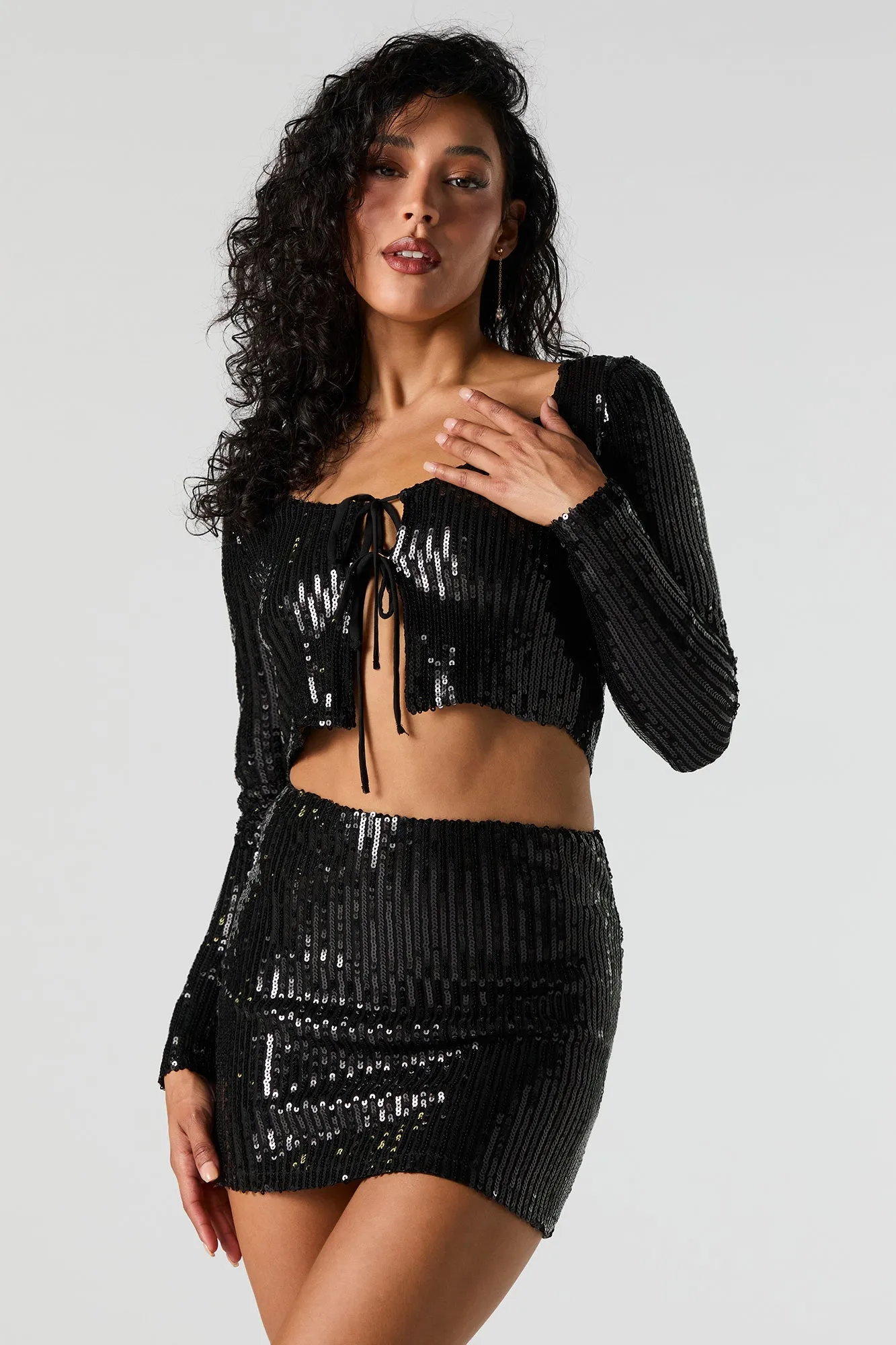 Shiny Sequin Mini Skirt