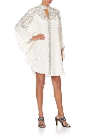 SHORT KAFTAN WITH HIGH NECK LUXE CREAM