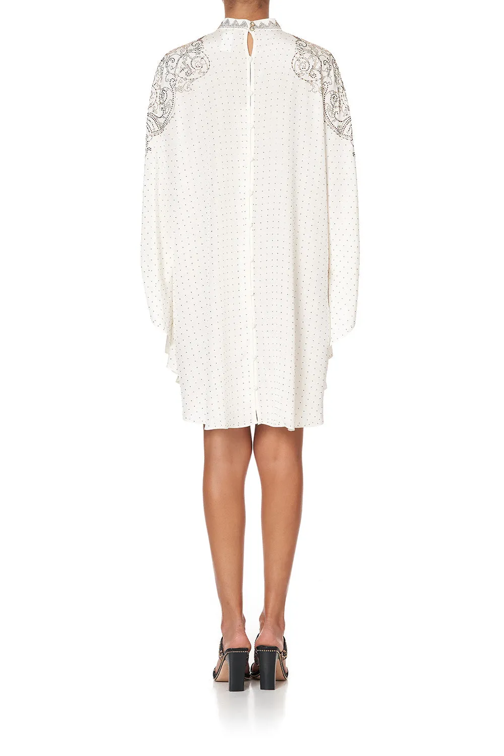SHORT KAFTAN WITH HIGH NECK LUXE CREAM