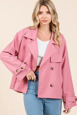 Tailor Made Rose Double Breasted Long Sleeve Trench Coat Jacket