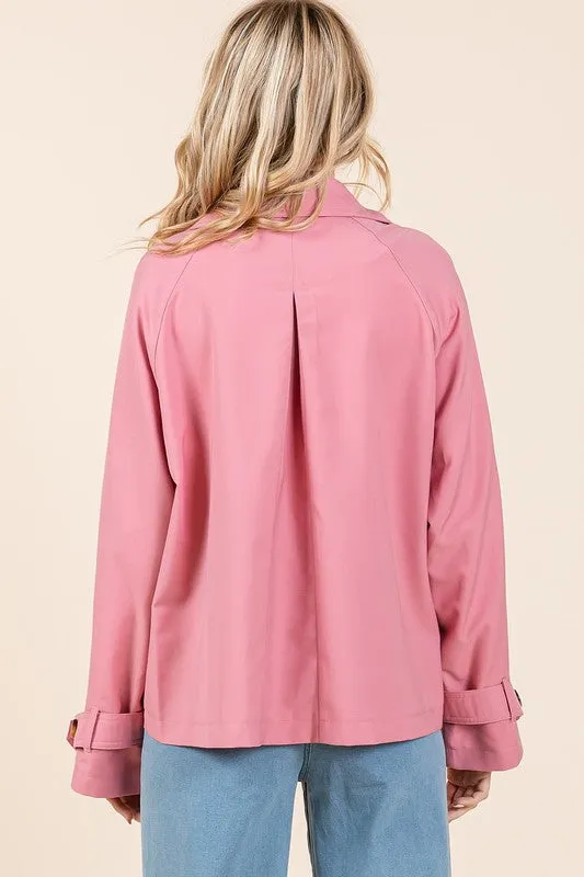 Tailor Made Rose Double Breasted Long Sleeve Trench Coat Jacket