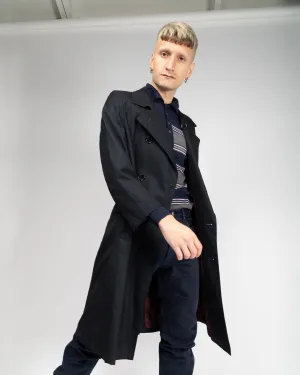 Tessuto bossi dark navy casual fit trench coat