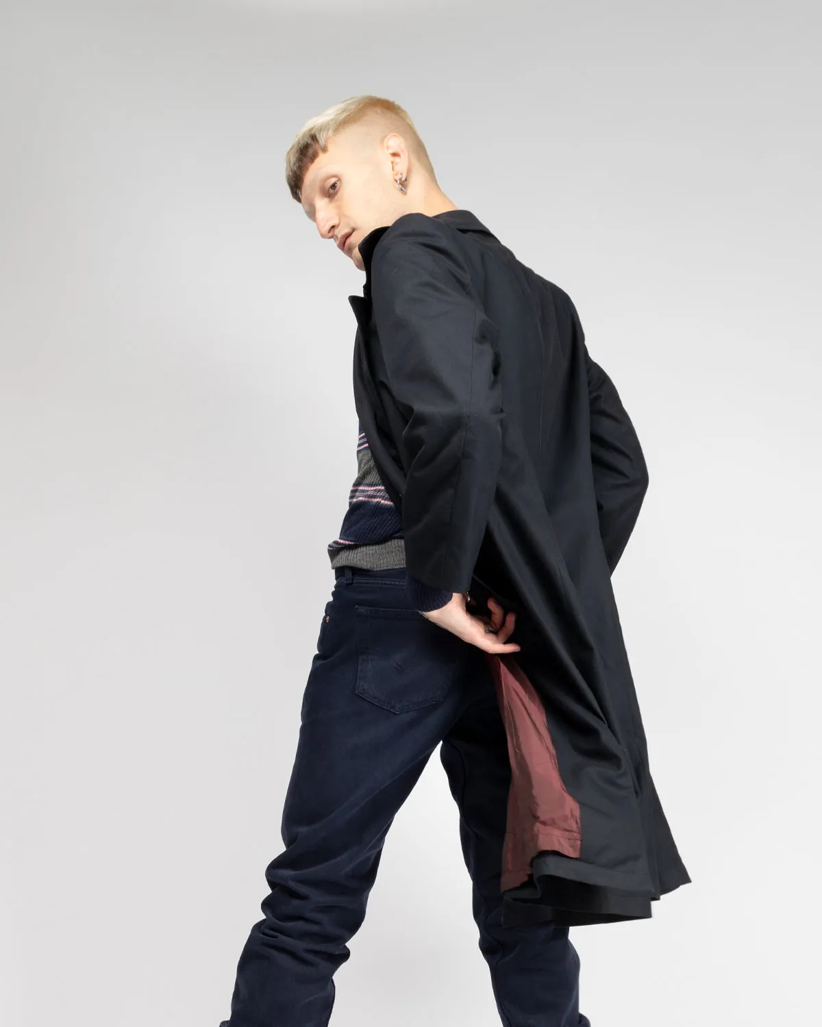 Tessuto bossi dark navy casual fit trench coat